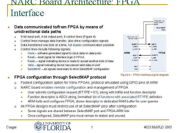 NARC Board Architecture: FPGA Interface n Data communicated to/from FPGA by means of unidirectional