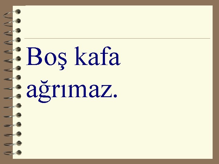 Boş kafa ağrımaz. 