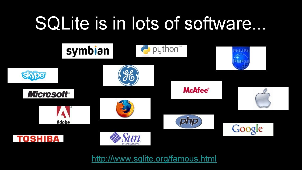 SQLite is in lots of software. . . http: //www. sqlite. org/famous. html 