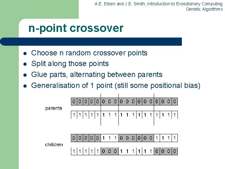 A. E. Eiben and J. E. Smith, Introduction to Evolutionary Computing Genetic Algorithms n-point