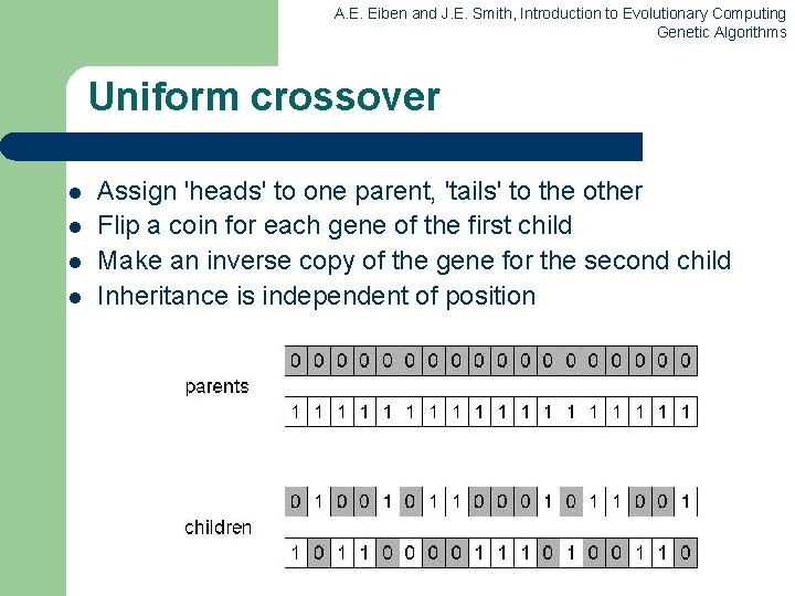 A. E. Eiben and J. E. Smith, Introduction to Evolutionary Computing Genetic Algorithms Uniform