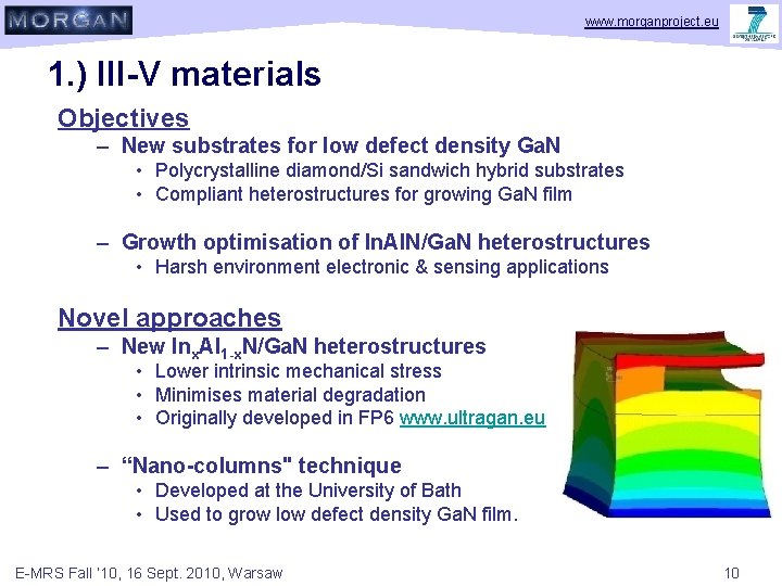 www. morganproject. eu 1. ) III-V materials Objectives – New substrates for low defect