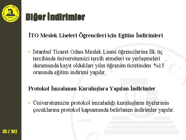 Diğer İndirimler İTO Meslek Liseleri Öğrencileri için Eğitim İndirimleri • İstanbul Ticaret Odası Meslek