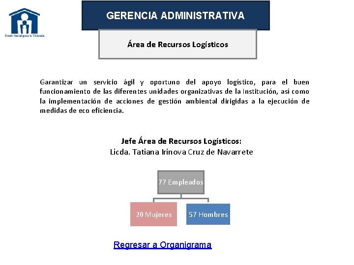 GERENCIA ADMINISTRATIVA Área de Recursos Logísticos Garantizar un servicio ágil y oportuno del apoyo