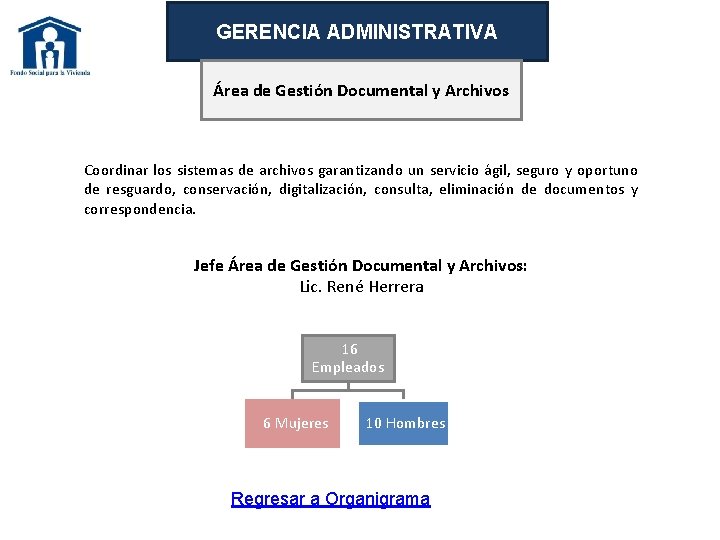 GERENCIA ADMINISTRATIVA Área de Gestión Documental y Archivos Coordinar los sistemas de archivos garantizando