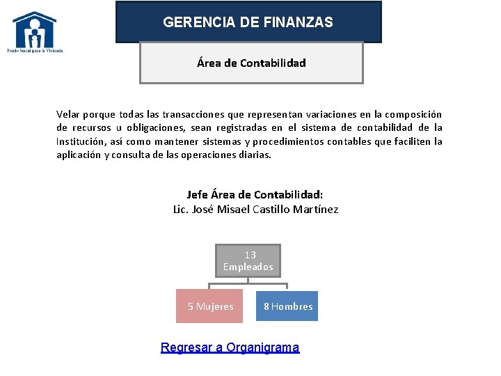 GERENCIA DE FINANZAS Área de Contabilidad Velar porque todas las transacciones que representan variaciones