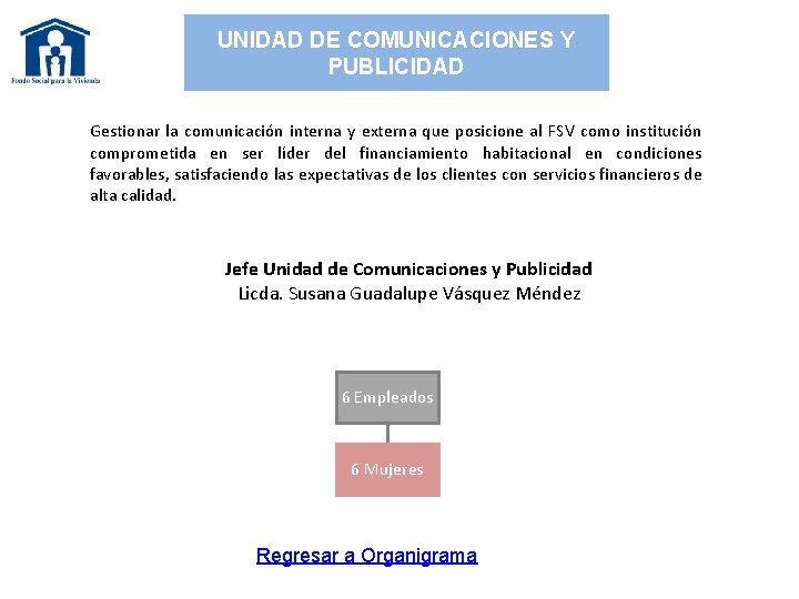 UNIDAD DE COMUNICACIONES Y PUBLICIDAD Gestionar la comunicación interna y externa que posicione al