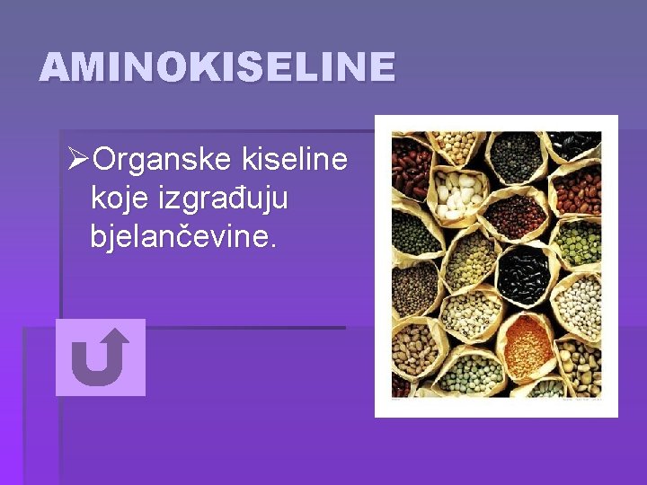 AMINOKISELINE ØOrganske kiseline koje izgrađuju bjelančevine. 