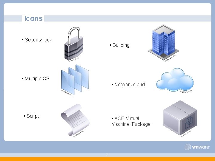Icons • Security lock • Building • Multiple OS • Network cloud • Script