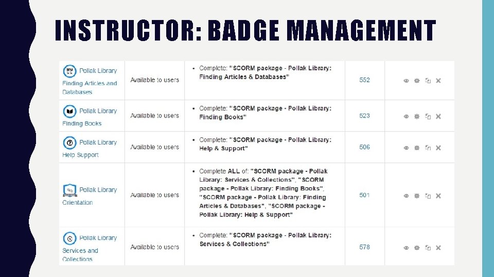 INSTRUCTOR: BADGE MANAGEMENT 