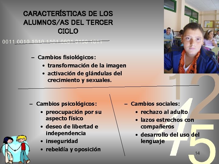 CARACTERÍSTICAS DE LOS ALUMNOS/AS DEL TERCER CICLO – Cambios fisiológicos: • transformación de la
