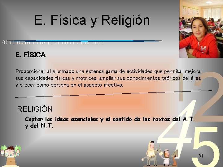 E. Física y Religión E. FÍSICA Proporcionar al alumnado una extensa gama de actividades