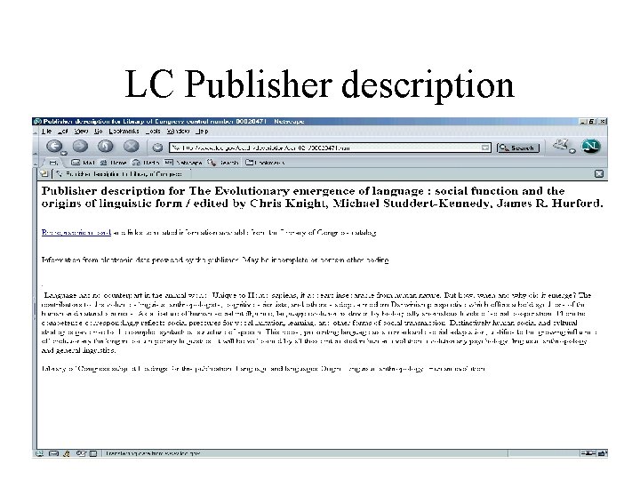 LC Publisher description 