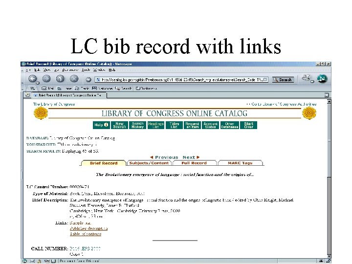 LC bib record with links 