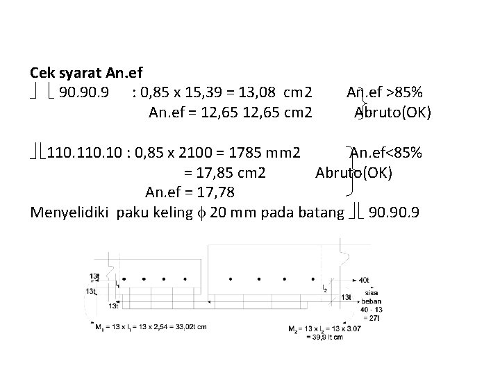 Cek syarat An. ef 90. 9 : 0, 85 x 15, 39 = 13,
