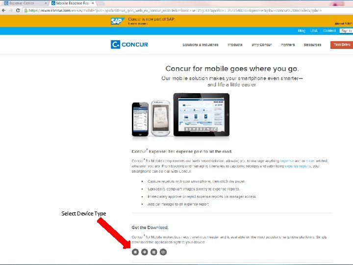 Concur Training - Expense Reporting Select Device Type 3/3/2015 Transtar Autobody Technologies 44 