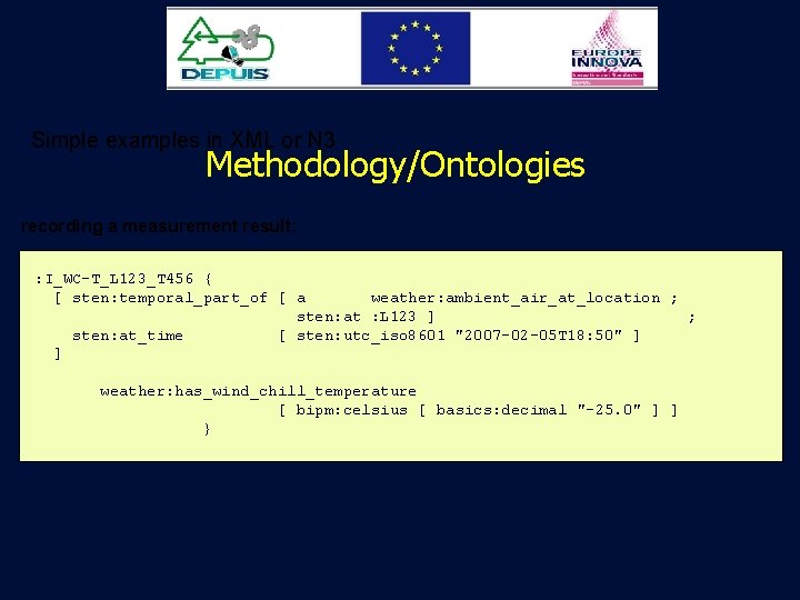 Simple examples in XML or N 3 Methodology/Ontologies recording a measurement result: : I_WC-T_L