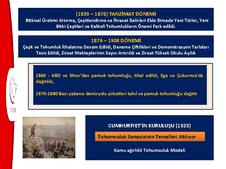 (1839 – 1876) TANZİMAT DÖNEMİ Bitkisel Üretimi Artırma, Çeşitlendirme ve İhracat Gelirleri Elde Etmede