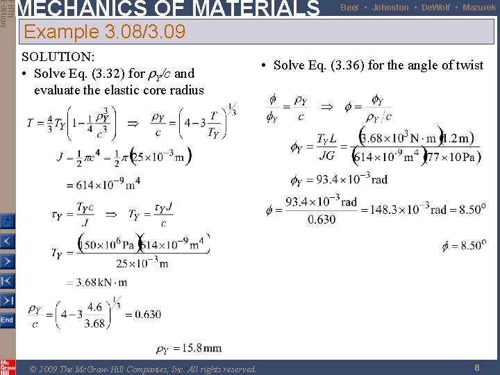 Fifth Edition MECHANICS OF MATERIALS Beer • Johnston • De. Wolf • Mazurek Example