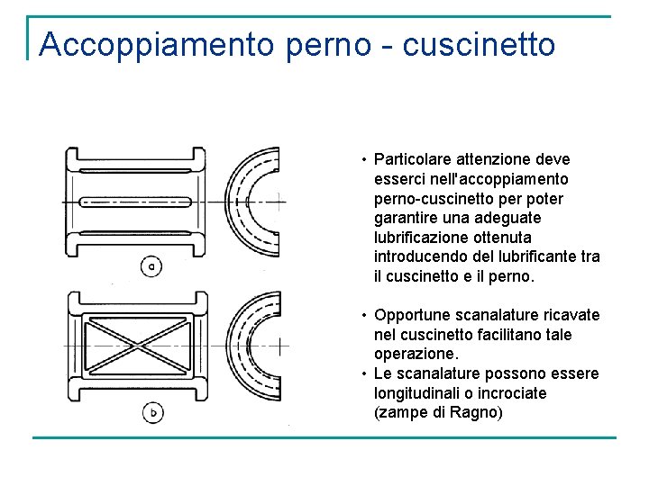 Accoppiamento perno - cuscinetto • Particolare attenzione deve esserci nell'accoppiamento perno-cuscinetto per poter garantire