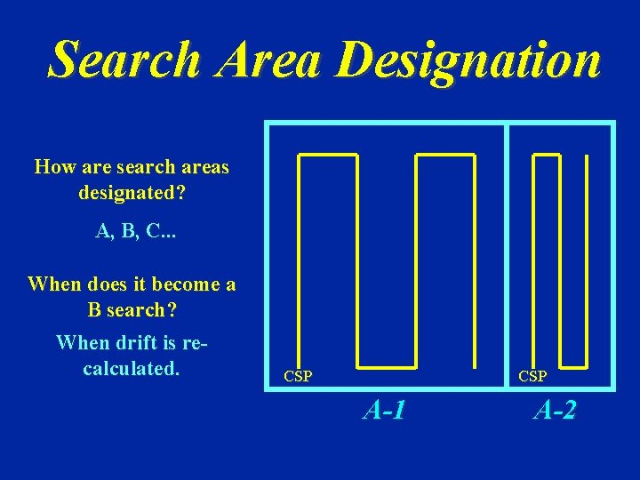 Search Area Designation How are search areas designated? A, B, C. . . When