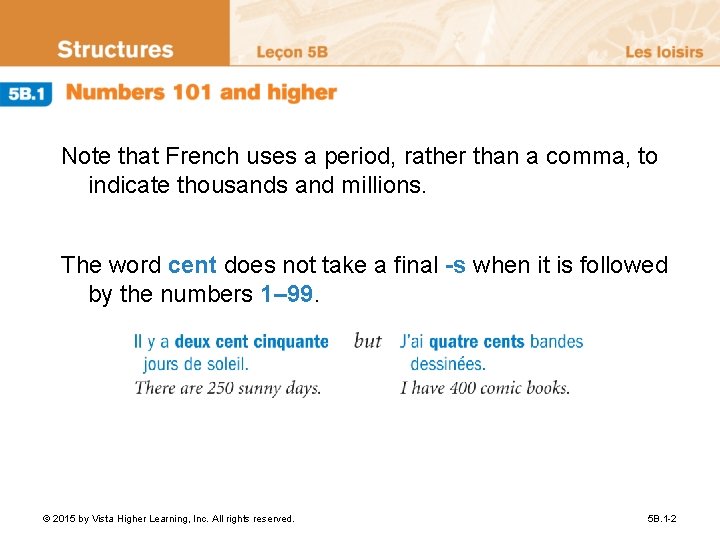 Note that French uses a period, rather than a comma, to indicate thousands and