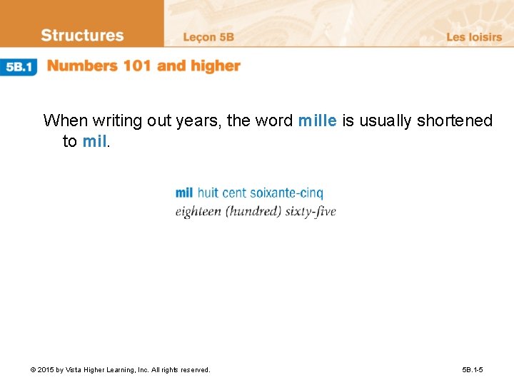 When writing out years, the word mille is usually shortened to mil. © 2015