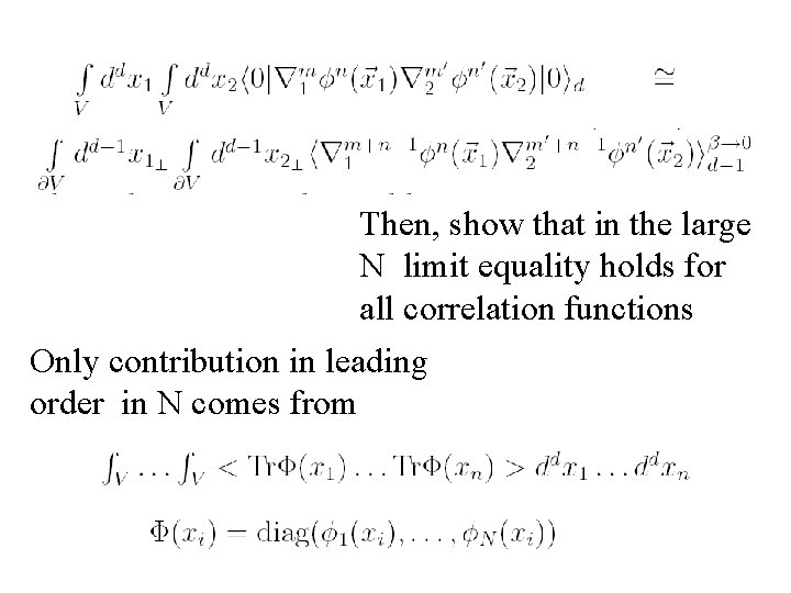 Then, show that in the large N limit equality holds for all correlation functions