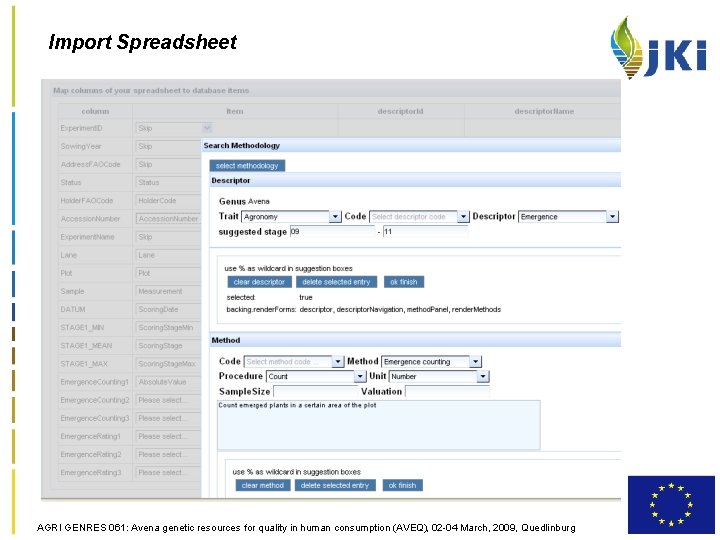 Import Spreadsheet AGRI GENRES 061: Avena genetic resources for quality in human consumption (AVEQ),