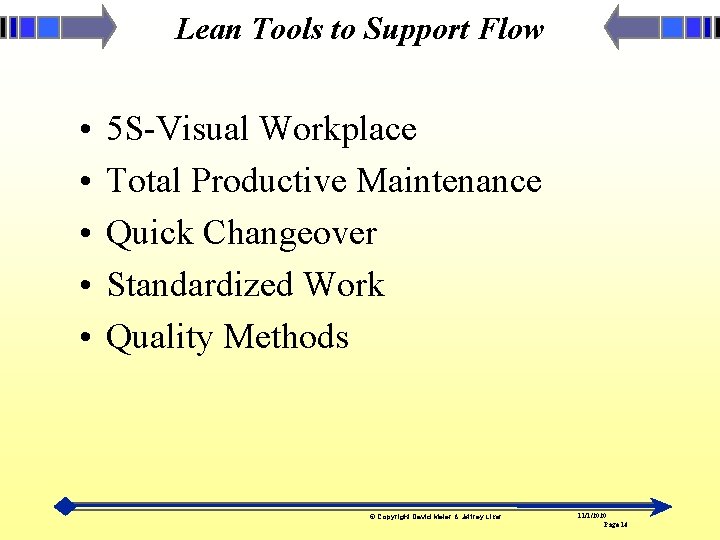 Lean Tools to Support Flow • • • 5 S-Visual Workplace Total Productive Maintenance