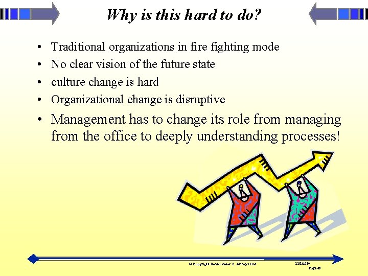 Why is this hard to do? • • Traditional organizations in fire fighting mode