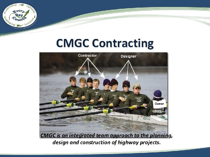 CMGC Contracting CMGC is an integrated team approach to the planning, design and construction