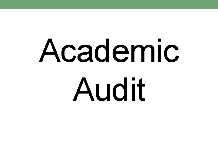 Academic Audit 