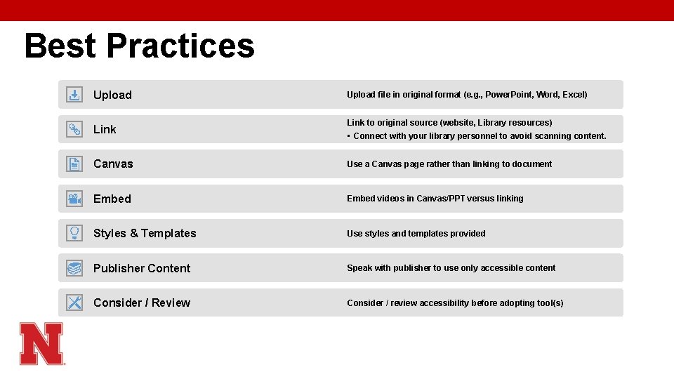 Best Practices Upload Link Upload file in original format (e. g. , Power. Point,