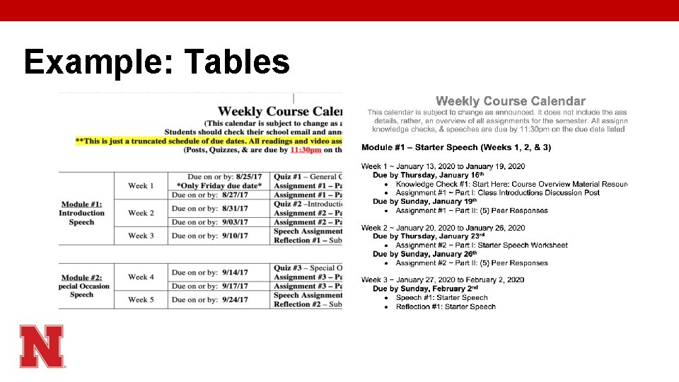 Example: Tables 