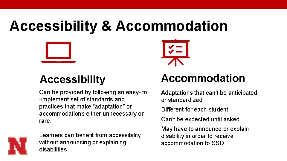 Accessibility & Accommodation Accessibility Accommodation Can be provided by following an easy- to -implement