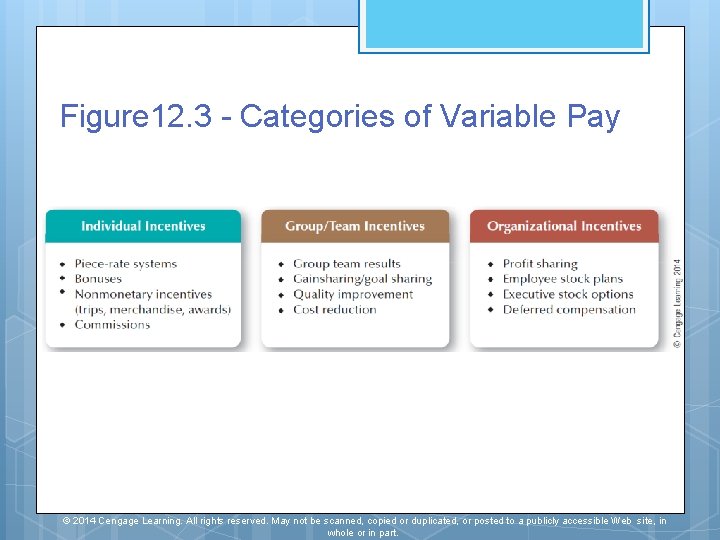 Figure 12. 3 - Categories of Variable Pay © 2014 Cengage Learning. All rights
