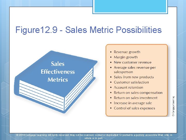 Figure 12. 9 - Sales Metric Possibilities © 2014 Cengage Learning. All rights reserved.