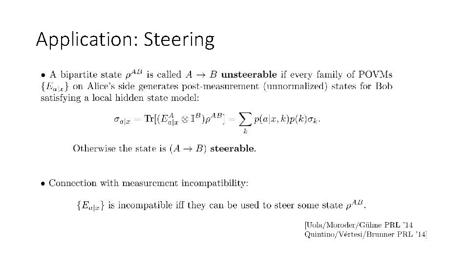 Application: Steering 