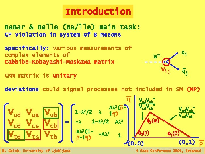 Introduction Ba. Bar & Belle (Ba/lle) main task: CP violation in system of B