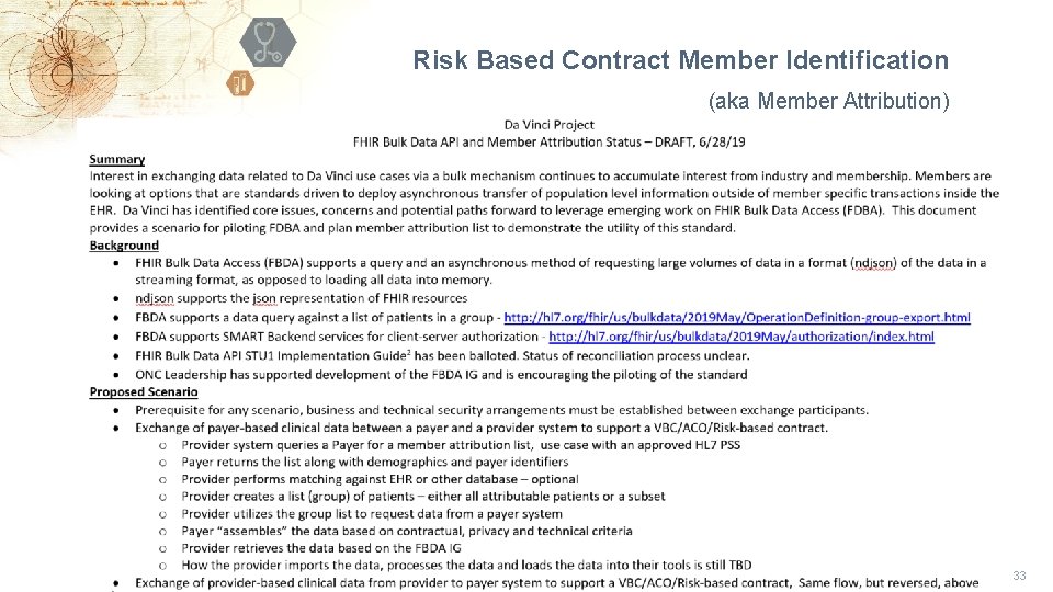 Risk Based Contract Member Identification (aka Member Attribution) 33 