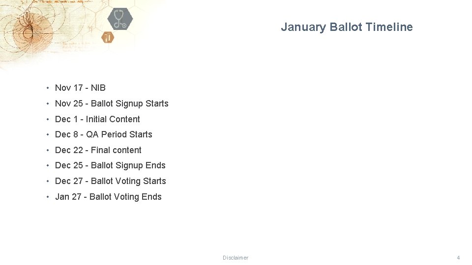 January Ballot Timeline • Nov 17 - NIB • Nov 25 - Ballot Signup