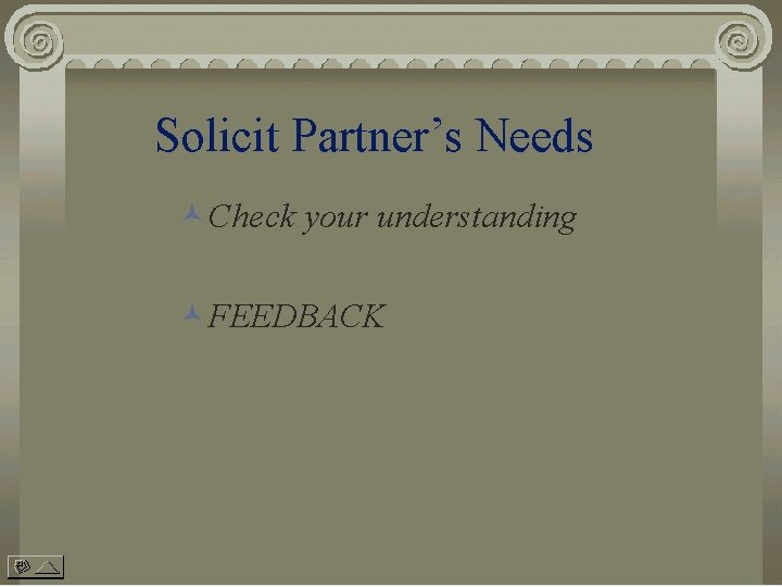 Solicit Partner’s Needs ©Check your understanding ©FEEDBACK 