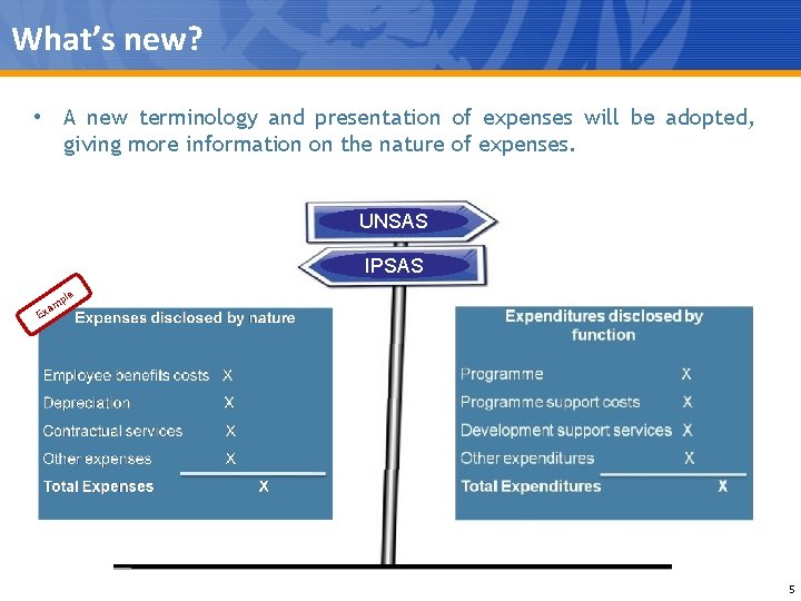 What’s new? • A new terminology and presentation of expenses will be adopted, giving