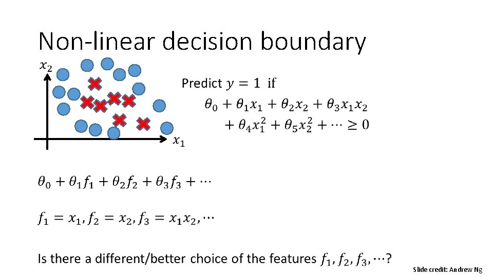 Non-linear decision boundary • Slide credit: Andrew Ng 