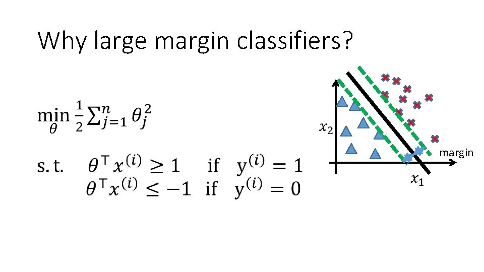 Why large margin classifiers? • margin 