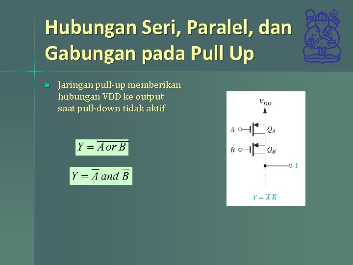 Hubungan Seri, Paralel, dan Gabungan pada Pull Up n Jaringan pull-up memberikan hubungan VDD