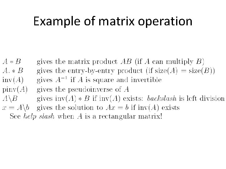 Example of matrix operation 