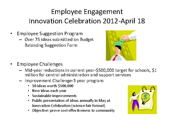 Employee Engagement Innovation Celebration 2012 -April 18 • Employee Suggestion Program – Over 75