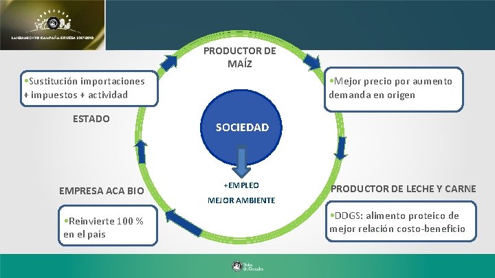 PRODUCTOR DE MAÍZ • Sustitución importaciones + impuestos + actividad ESTADO EMPRESA ACA BIO